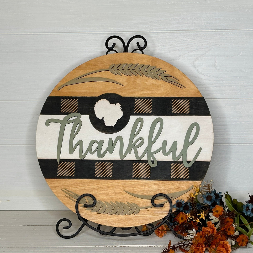 Thankful - Turkey Wheat 3D Door Hanger