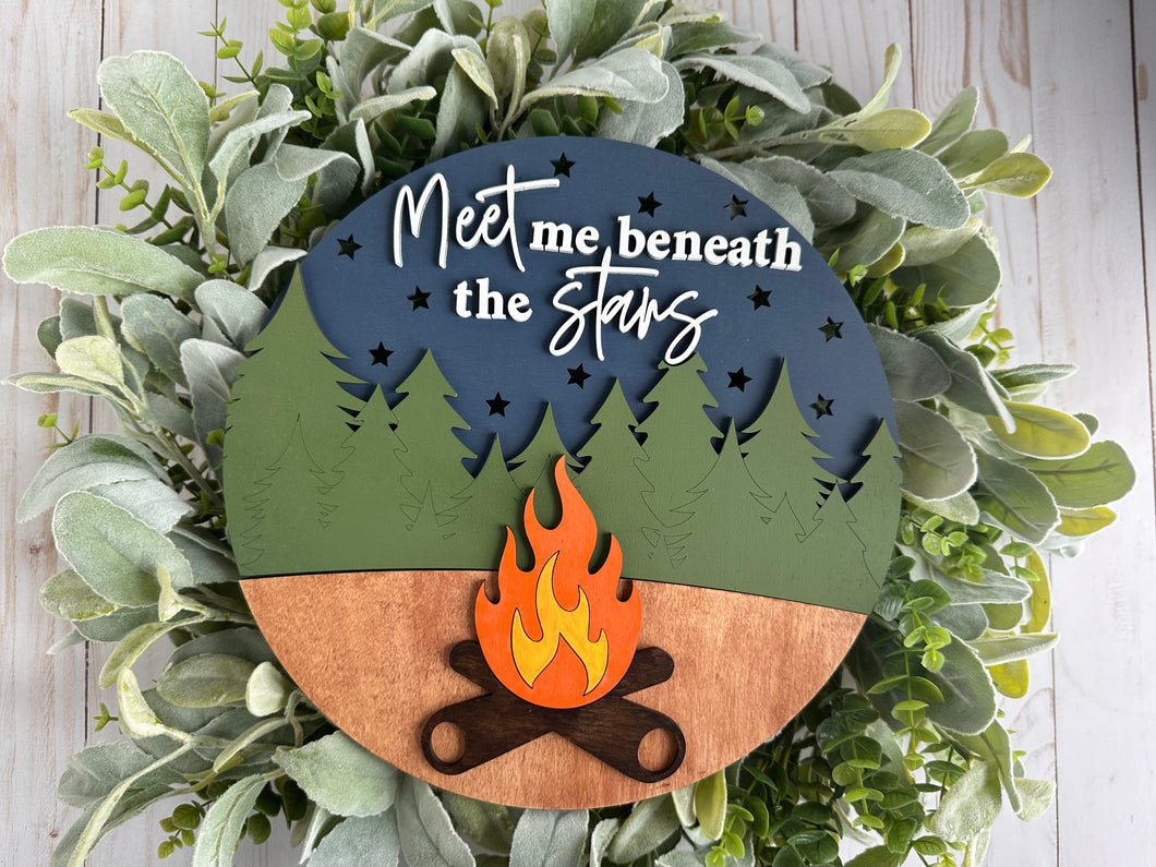 Meet Me Beneath the Stars - Camp Fire 3D Door Hanger