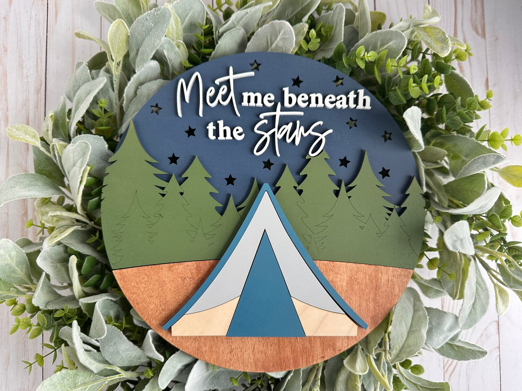 Meet Me Beneath the Stars - Tent 3D Door Hanger