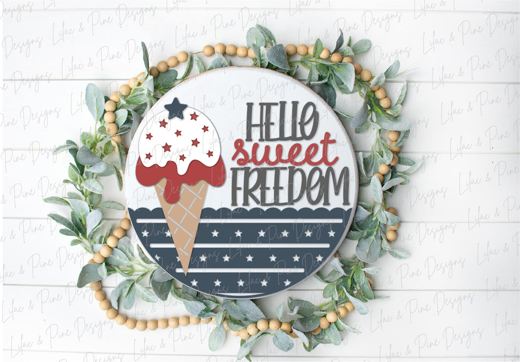 Hello Sweet Freedom - Ice Cream Cone 3D Door Hanger