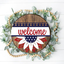 Load image into Gallery viewer, Welcome - Patriotic Sunflower 3D Door Hanger