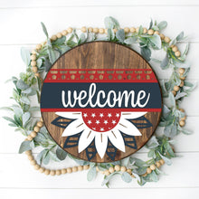 Load image into Gallery viewer, Welcome - Patriotic Sunflower 3D Door Hanger