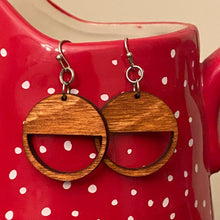 Load image into Gallery viewer, Round/Half Filled Circle Wood Earrings
