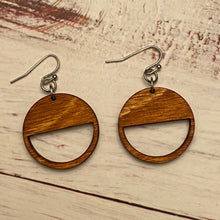 Load image into Gallery viewer, Round/Half Filled Circle Wood Earrings