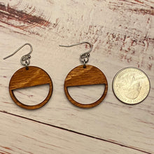Load image into Gallery viewer, Round/Half Filled Circle Wood Earrings
