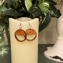 Load image into Gallery viewer, Round/Half Filled Circle Wood Earrings