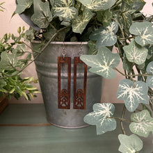 Load image into Gallery viewer, Rectangle Window Design Wood Earrings