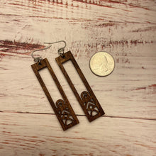 Load image into Gallery viewer, Rectangle Window Design Wood Earrings