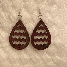 Load image into Gallery viewer, Chevron Teardrop Design Wood Earrings