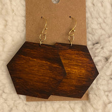 Load image into Gallery viewer, Sunset Hexagon Design Wood Earrings