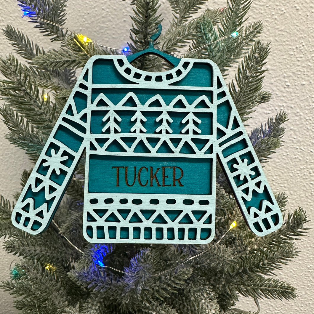Ugly Sweater Name Ornament - 2D