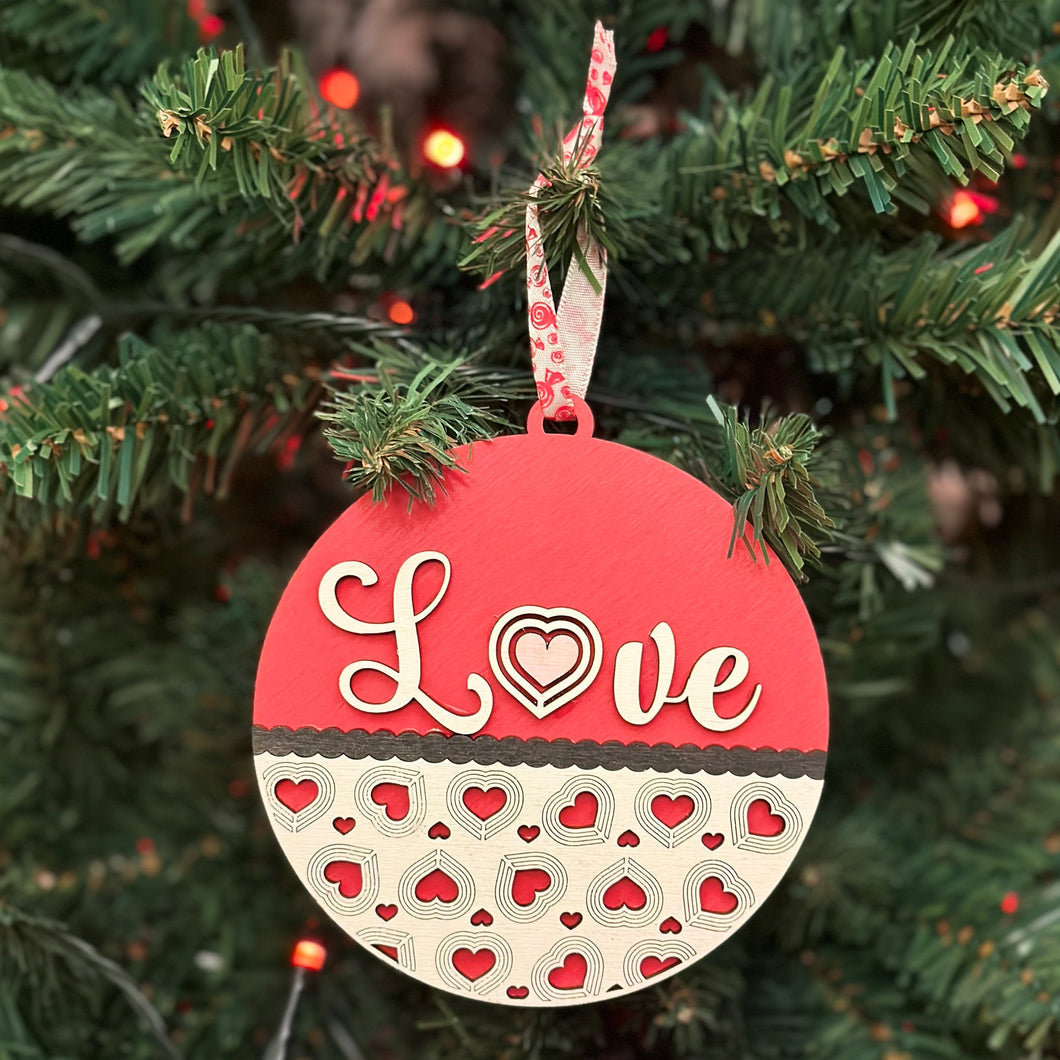 Love - Triple Heart Ornament - 2D