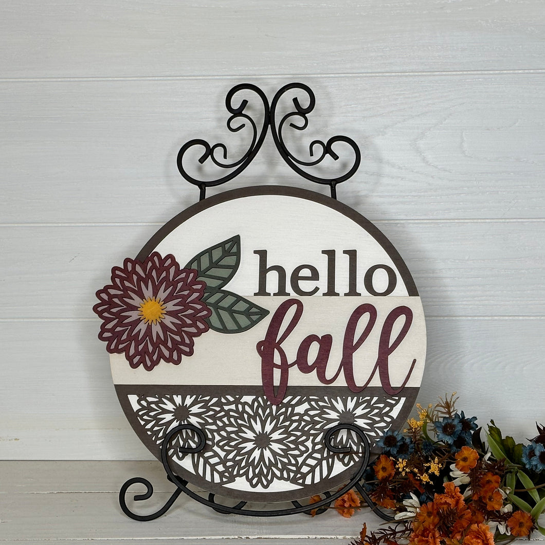 Hello Fall - Fall Mum 3D Door Hanger