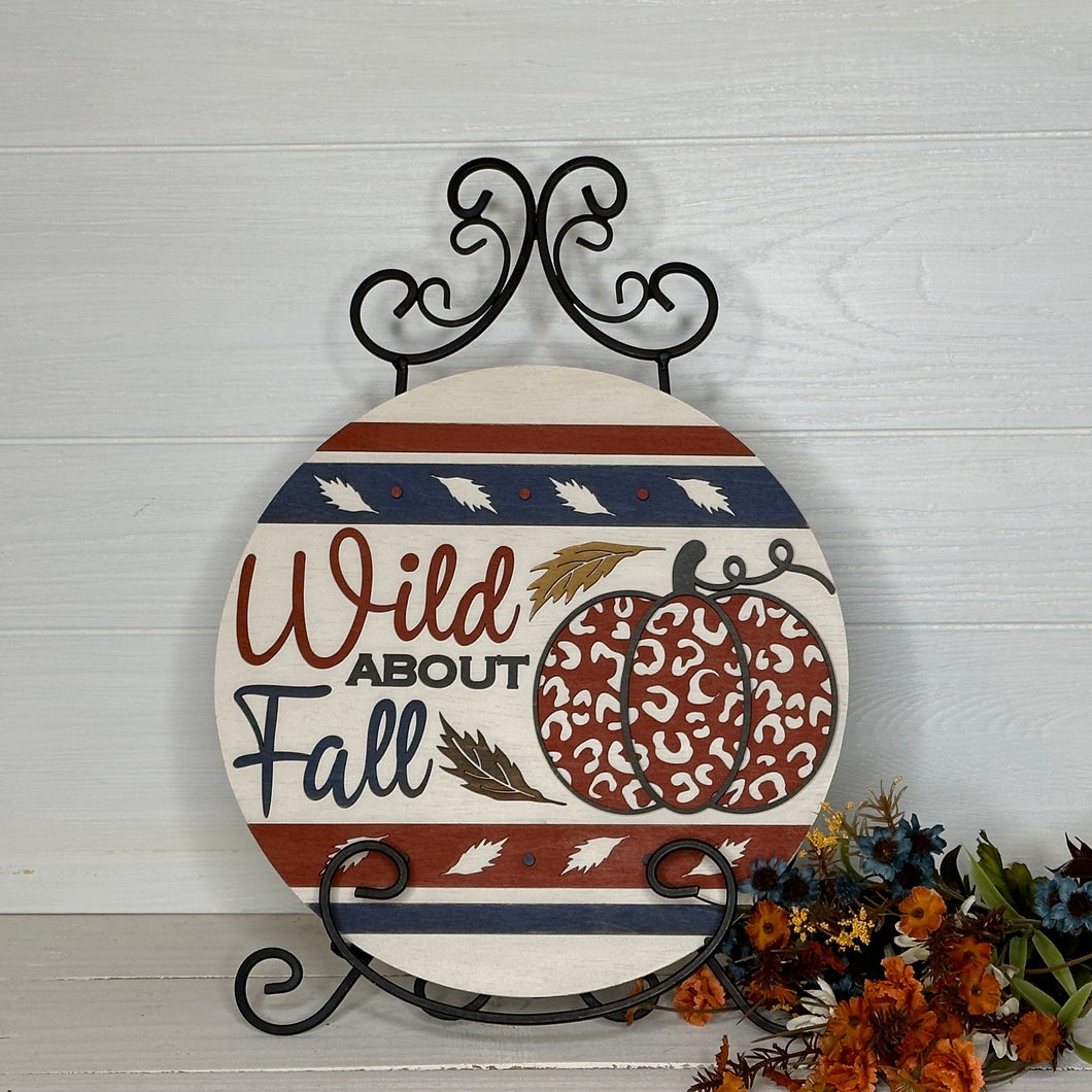 Wild About Fall - Boho Leopard Pumpkin 3D Door Hanger