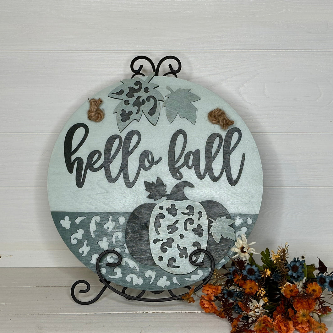 Hello Fall - Ornate Pumpkin 3D Door Hanger