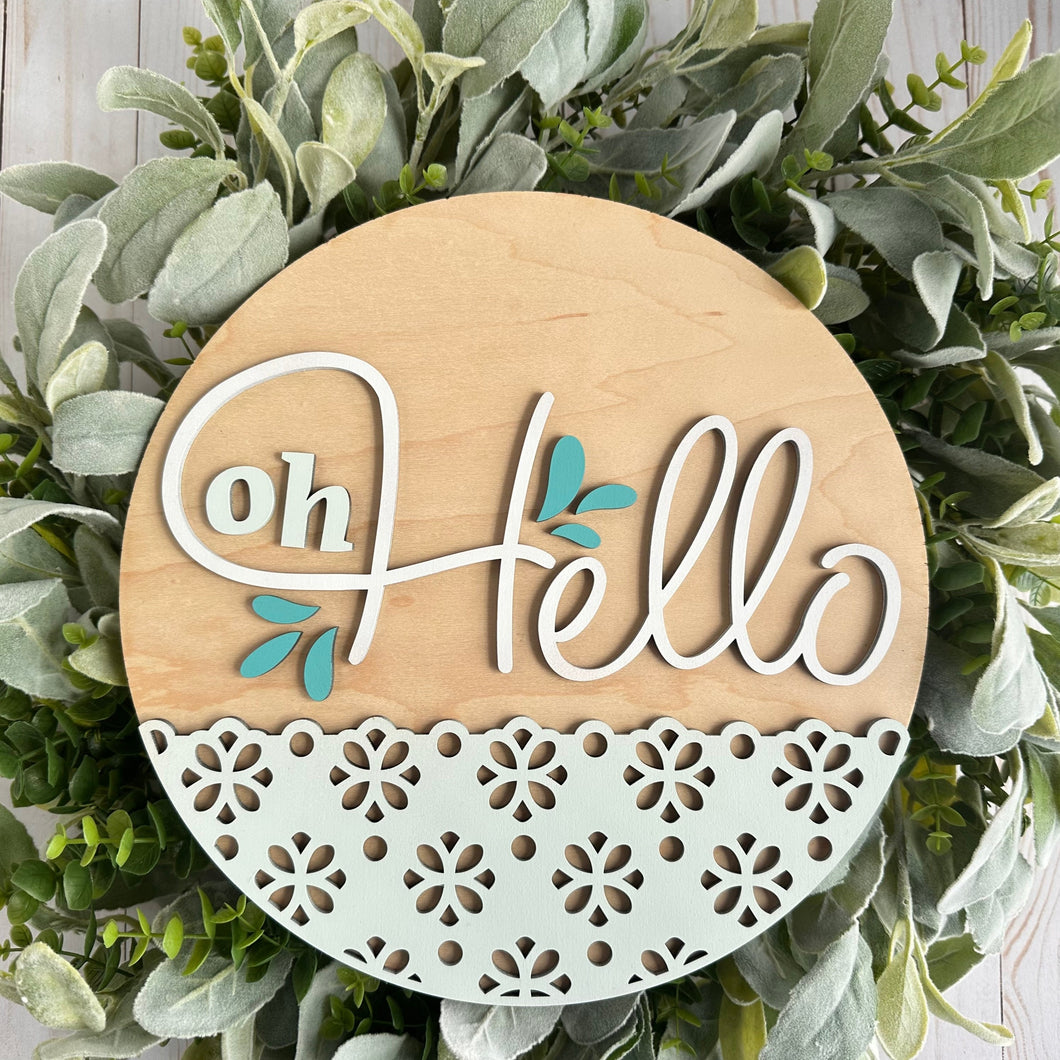 Oh Hello - Flower Scalloped 3D Door Hanger