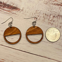 Load image into Gallery viewer, Round/Half Filled Circle Wood Earrings
