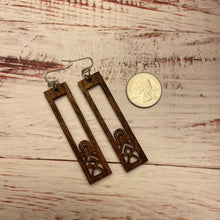 Load image into Gallery viewer, Rectangle Window Design Wood Earrings
