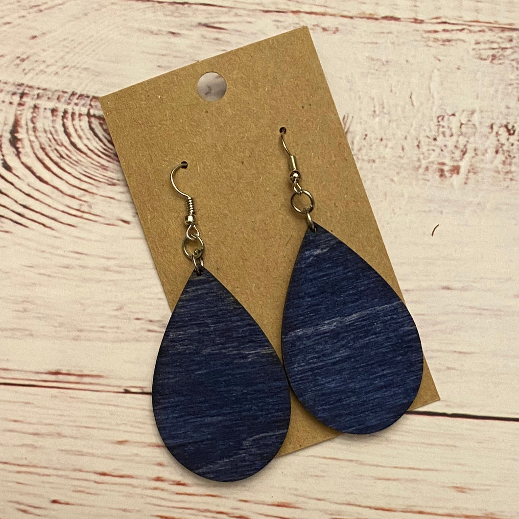 Raindrop Design Wood Earrings