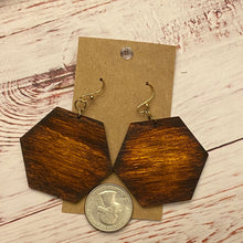 Load image into Gallery viewer, Sunset Hexagon Design Wood Earrings
