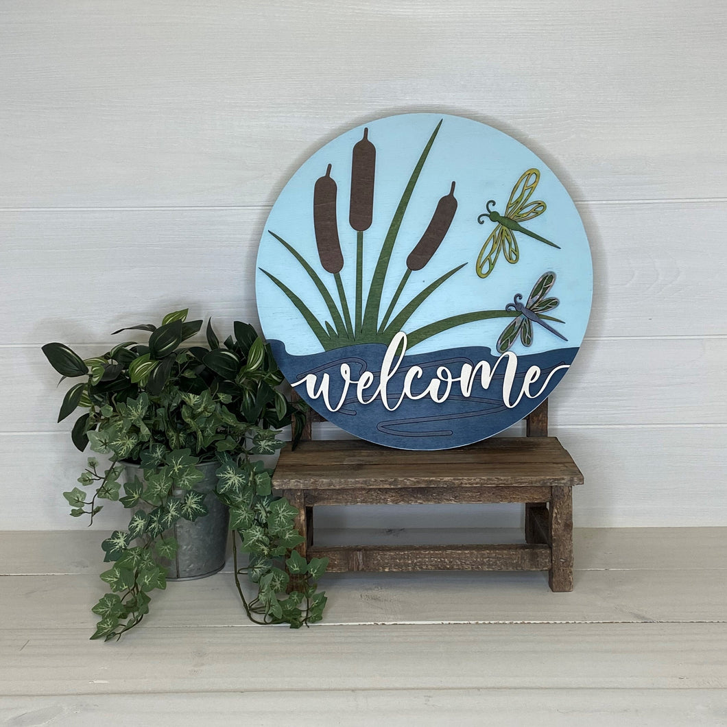 Welcome (Dragonfly/Cat Tail) 3D Door Hanger